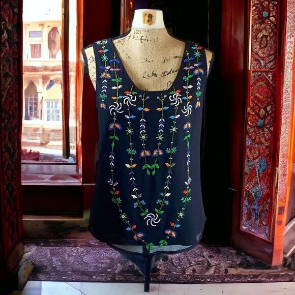 Anthropologie Hazel Colorful Beaded Tank - Picture 1 of 6